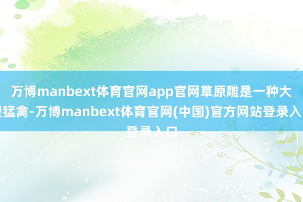 万博manbext体育官网app官网草原雕是一种大型猛禽-万博manbext体育官网(中国)官方网站登录入口