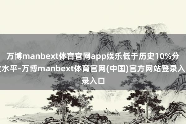 万博manbext体育官网app娱乐低于历史10%分位水平-万博manbext体育官网(中国)官方网站登录入口